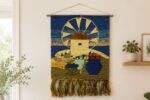 Handwoven Coastal Windmill Wall Hanging Tapestry
