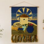 Handwoven Coastal Windmill Wall Hanging Tapestry