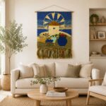 Handwoven Coastal Windmill Wall Hanging Tapestry - Image 3