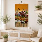 Handwoven Countryside Cottage Wall Hanging Tapestry - Image 2