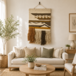 Handwoven Boho Macrame Wall Hanging with Tassels in Neutral Earth Tones