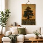 Pink Sky Pine Tree Handwoven Wall Hanging - Image 2