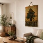 Pink Sky Pine Tree Handwoven Wall Hanging - Image 3
