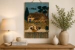 Thatched Cottage & Geese Handwoven Wall Hanging